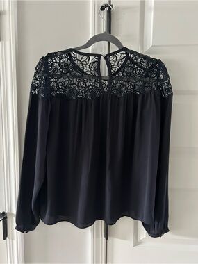 Women's Black Lace Long-Sleeve Blouse Whimsigoth Renfair Dark Romance